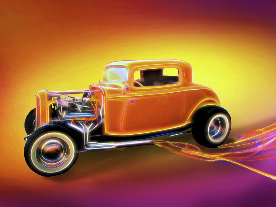 Flaming 1932 Ford Digital Art by Rick Wicker