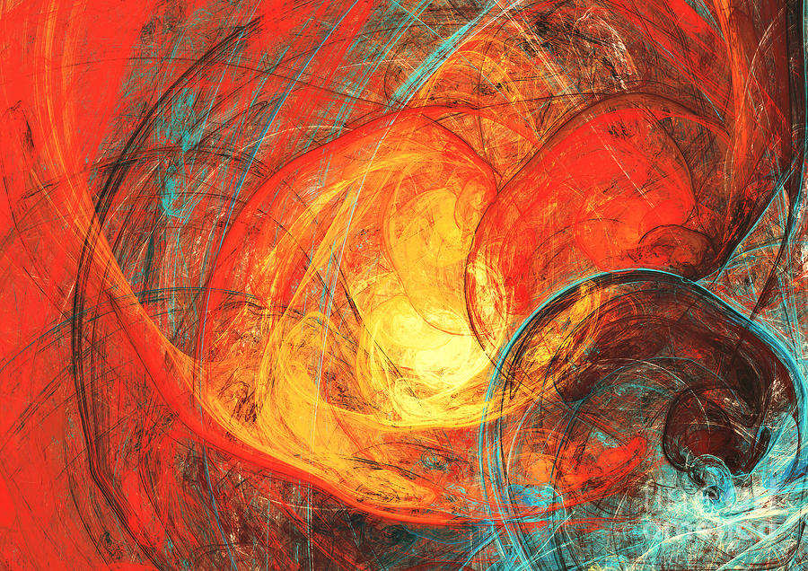 Flaming Sun Abstract Painting Texture Digital Art by Excellent Backgrounds