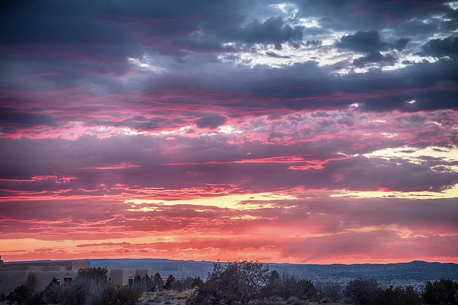 Flaming Sunset Over Albuquerque Photograph by Alan Goldberg