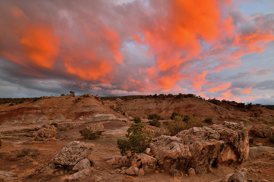 Flaming Sunset over Bentonite Site Photograph by Ray Mathis