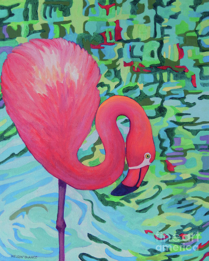 Flamingo DEREK Painting by Sharon Nelson-Bianco