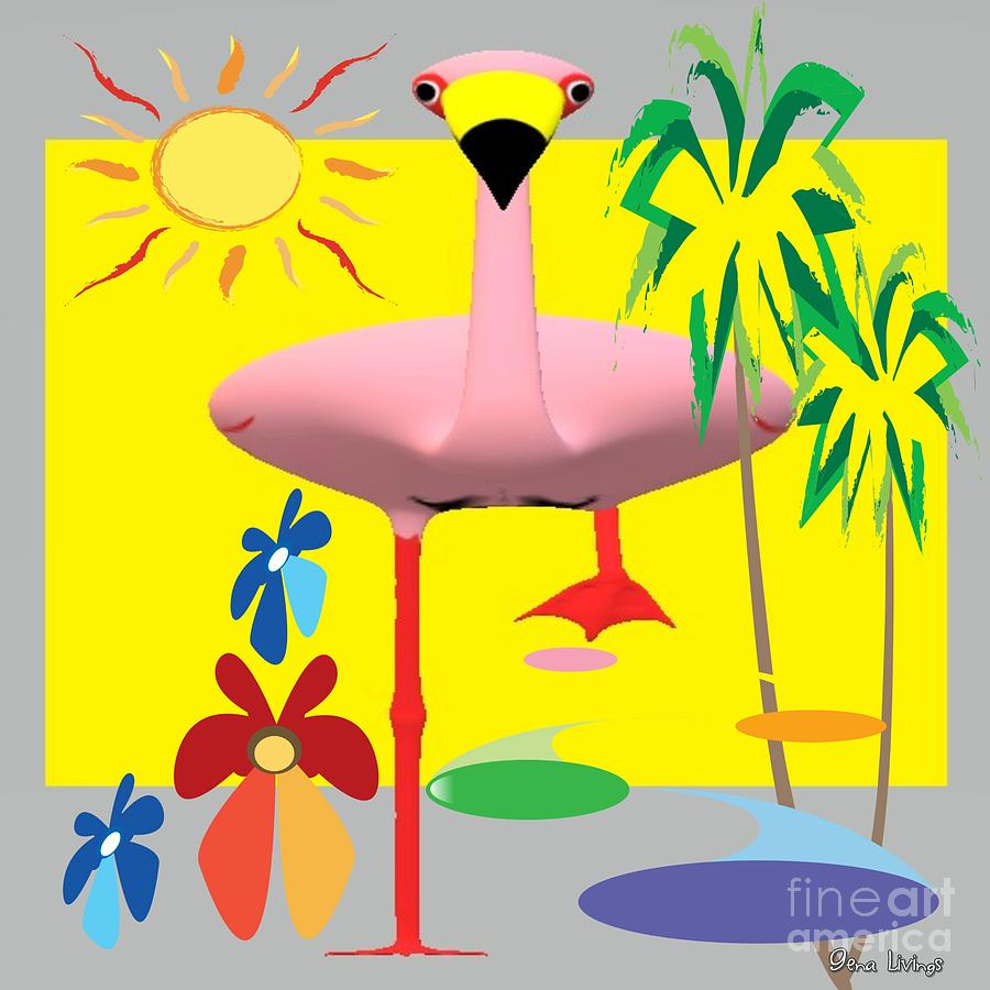 Flamingo Fun Digital Art by Gena Livings