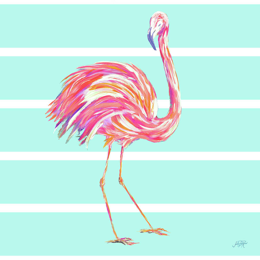 Flamingo Painting - Flamingo On Stripes by South Social D