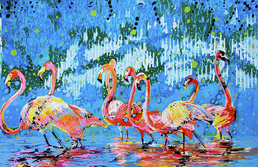 Flamingo Pat Party Painting by Tilly Strauss