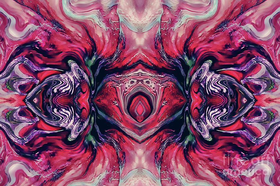 Flamingo Pink Abstract Mixed Media by Jolanta Anna Karolska