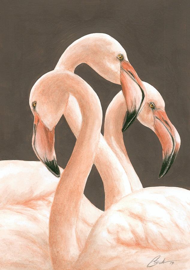 Flamingo Trio Painting