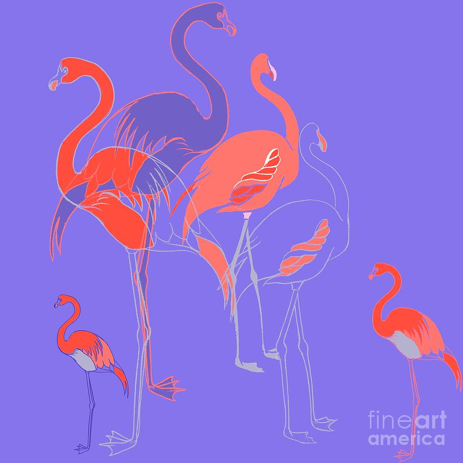 Flamingoes Mixed Media by Anna Platts