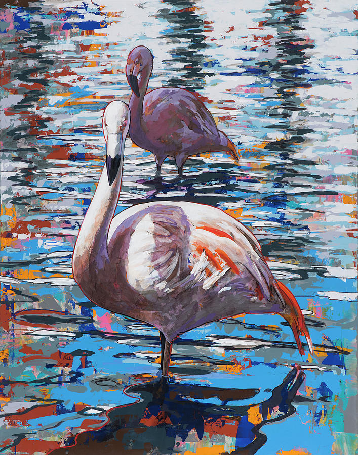 Flamingos #1 Painting by David Palmer