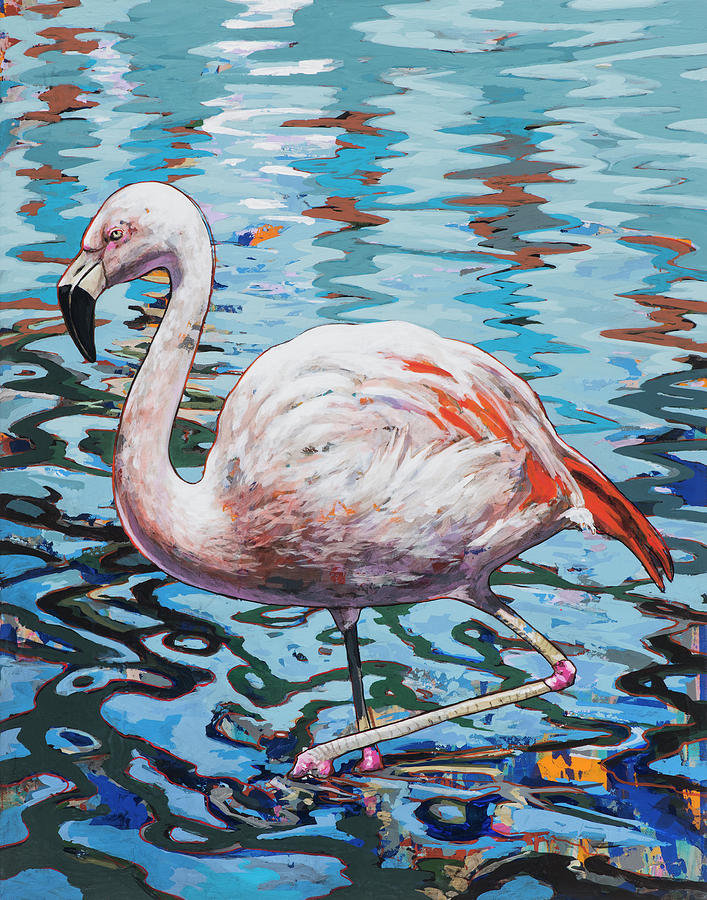 Flamingos #2 Painting by David Palmer