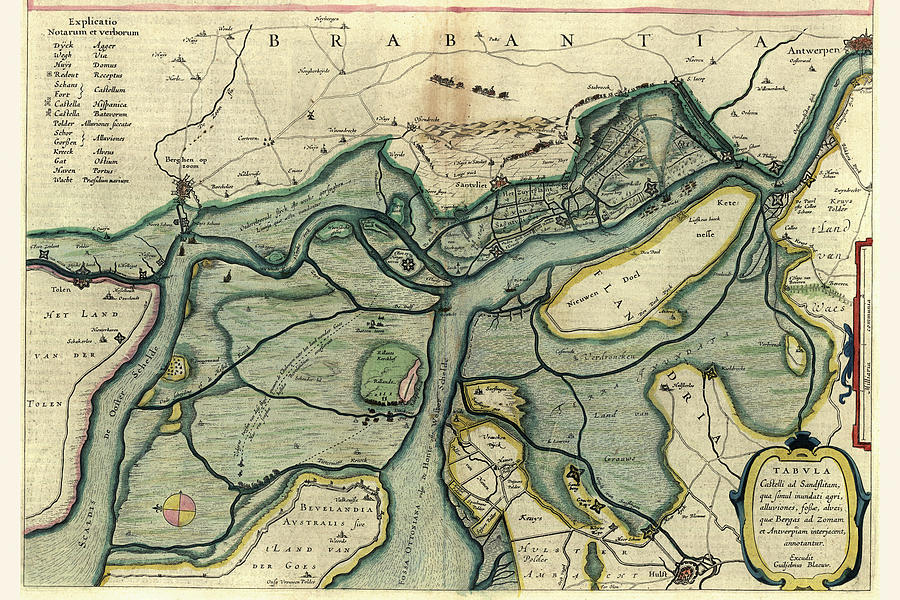Map Painting - Flanders by Willem Janszoon Blaeu (Blau)
