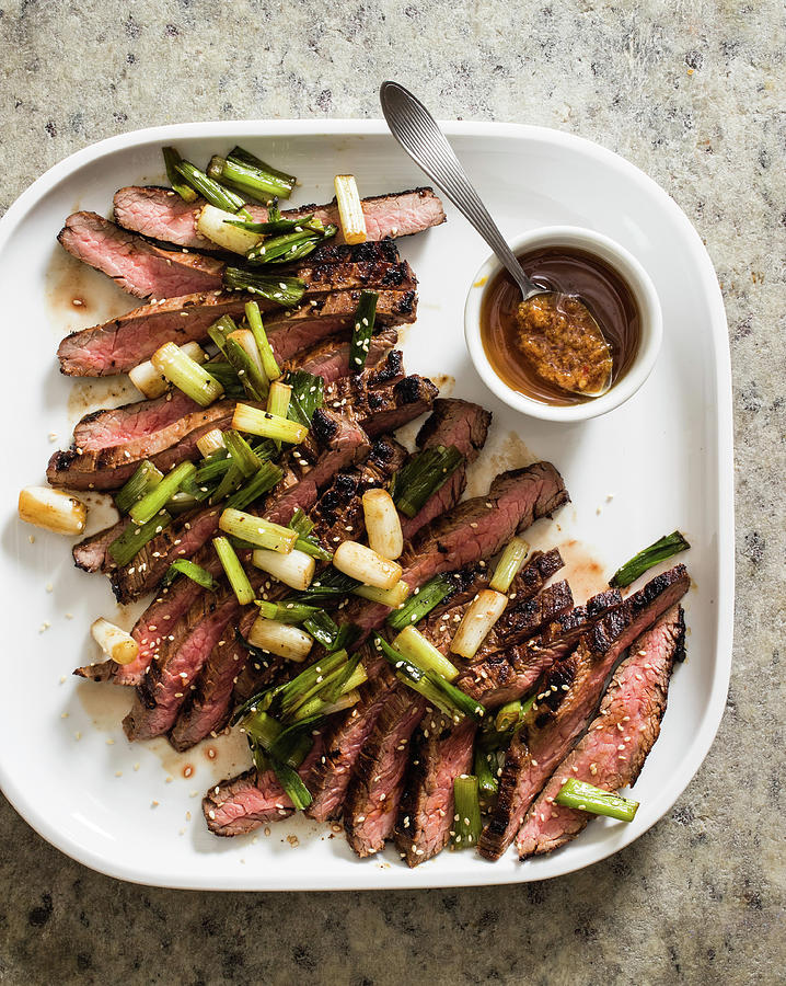 Flank Steak With Ginger Soy Marinating Sauce Photograph by Snowflake Studios