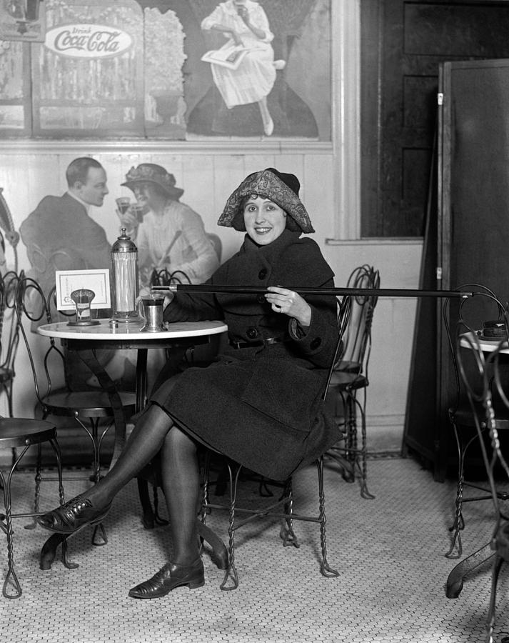 Flapper with Hidden Booze Cane - Prohibition - 1922 Photograph by War Is Hell Store