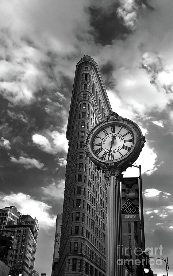 New York City Photograph - Flat Iron with Clock by Hailey Sipple