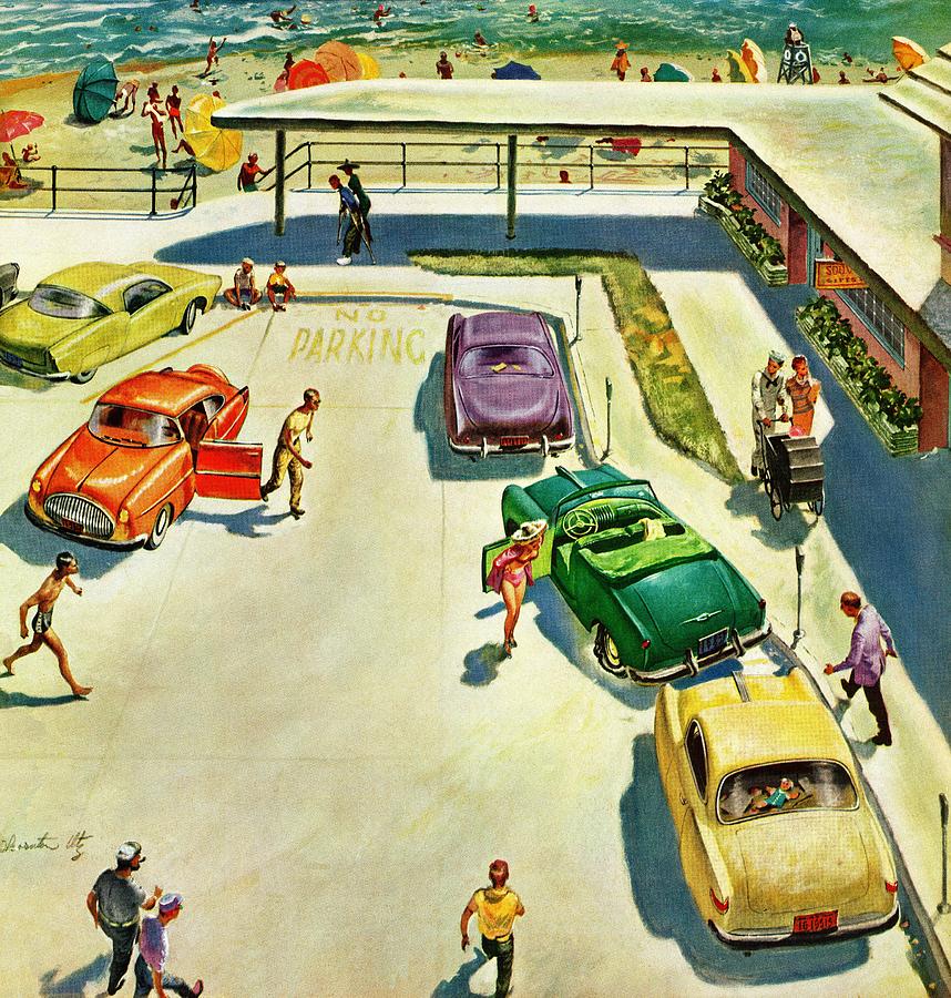 Flat Tire At The Beach Drawing by Thornton Utz