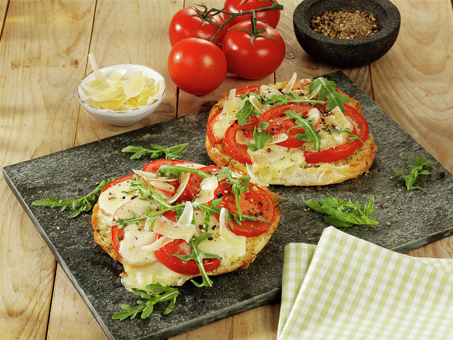 Flatbread Pizza With Tomato And Mozzarella Photograph by Stockfood Studios / Photoart