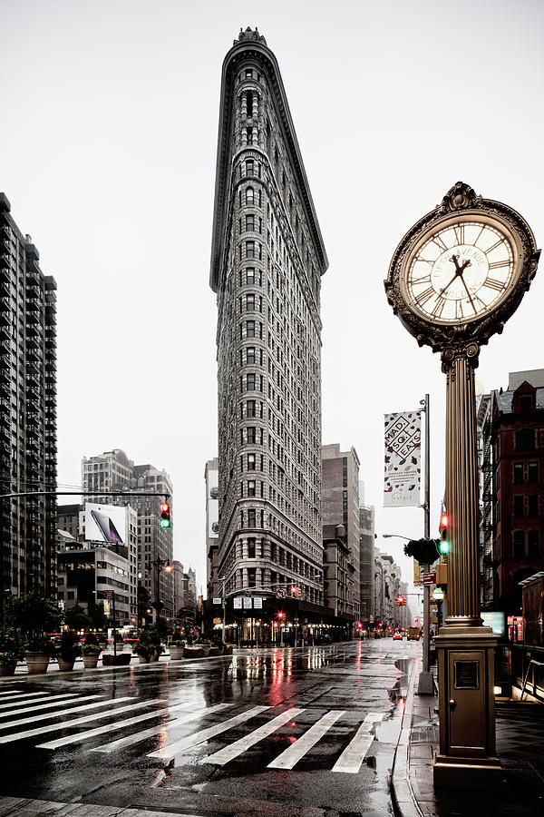 Architecture Digital Art - Flatiron Building & Clock, Nyc by Massimo Ripani