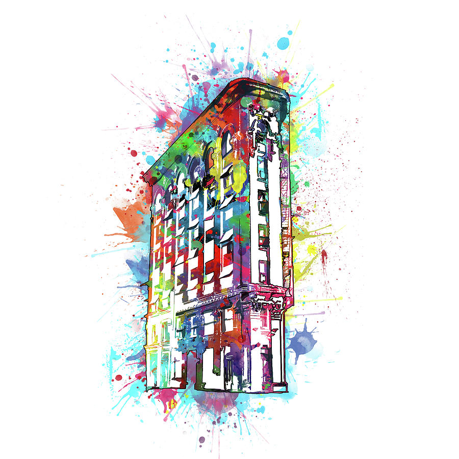Flatiron Building Fort Worth Watercolor Digital Art