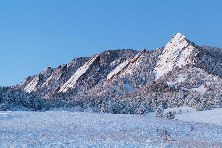 Flatirons And Meadow In Snow At Dawn Above Boulder, Colorado Photograph by Cavan Images Flatirons And Meadow In Snow At Dawn Above Boulder, Colorado Photograph by Cavan Images