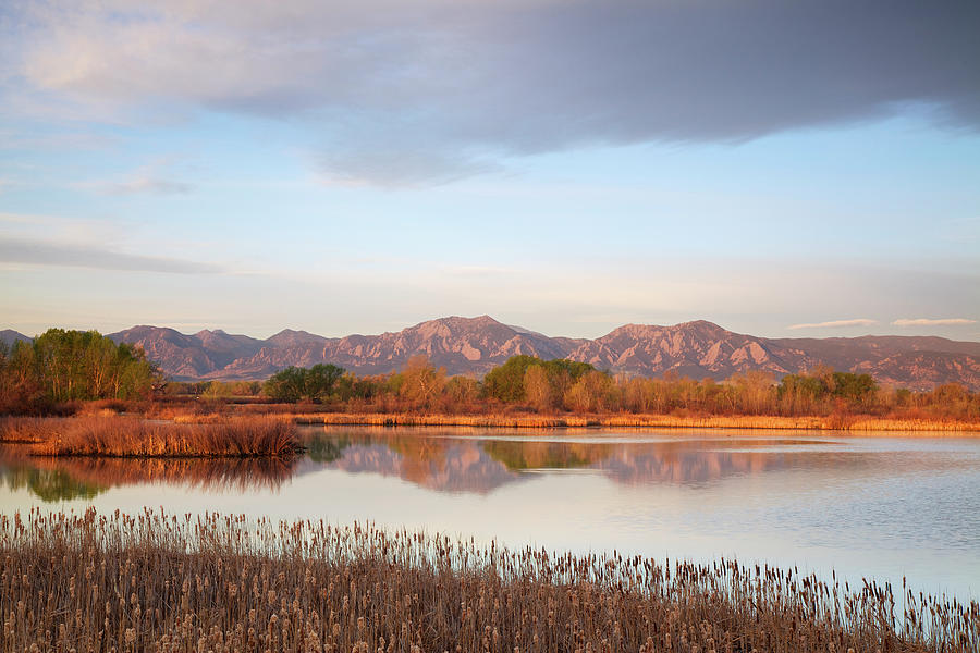 Flatirons At Dawn Reflecting In Lake Photograph by Beklaus Flatirons At Dawn Reflecting In Lake Photograph by Beklaus