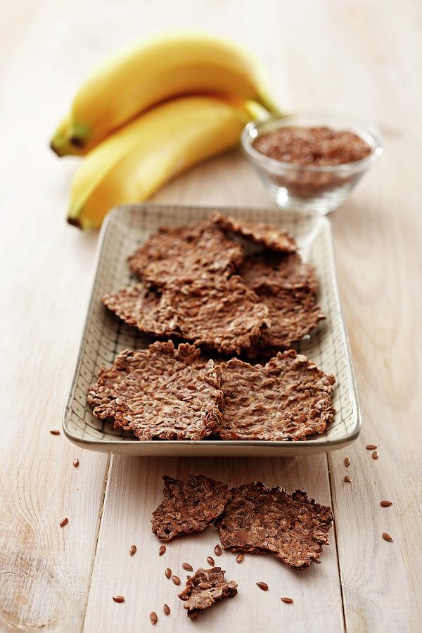 Flax Seed And Banana Biscuits With Ingredients Photograph by Petr Gross