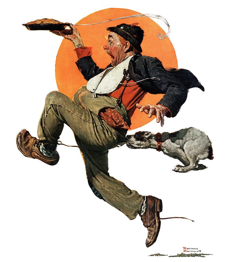 fleeing Hobo Painting by Norman Rockwell