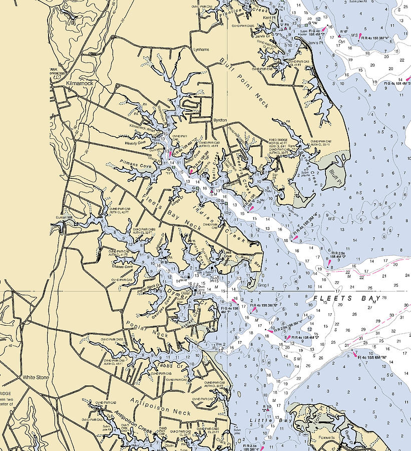 Fleets Bay Neck-virginia Nautical Chart Mixed Media by Sea Koast | Pixels