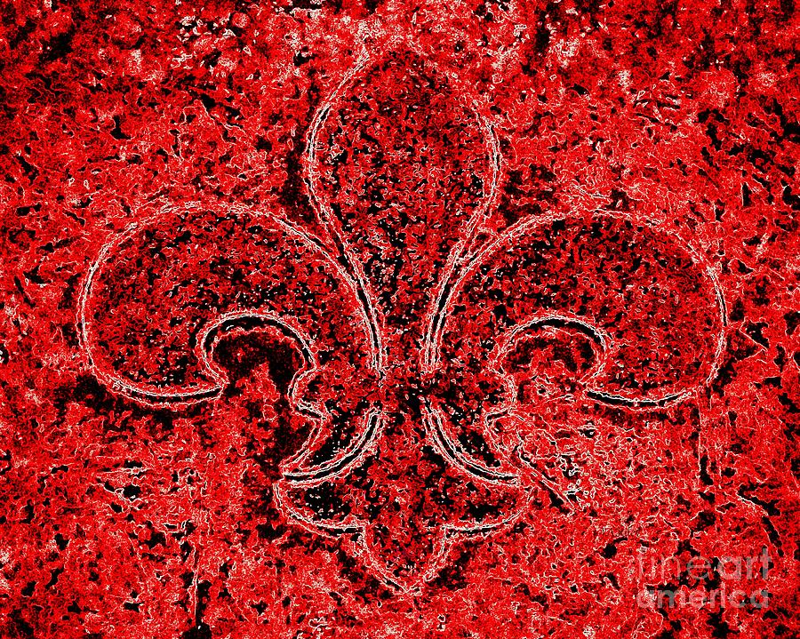 Fleur de lis Red Ice Painting by Janine Riley