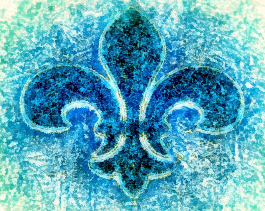 Fleur de Lis Turquoise - Par le Mer Painting by Janine Riley