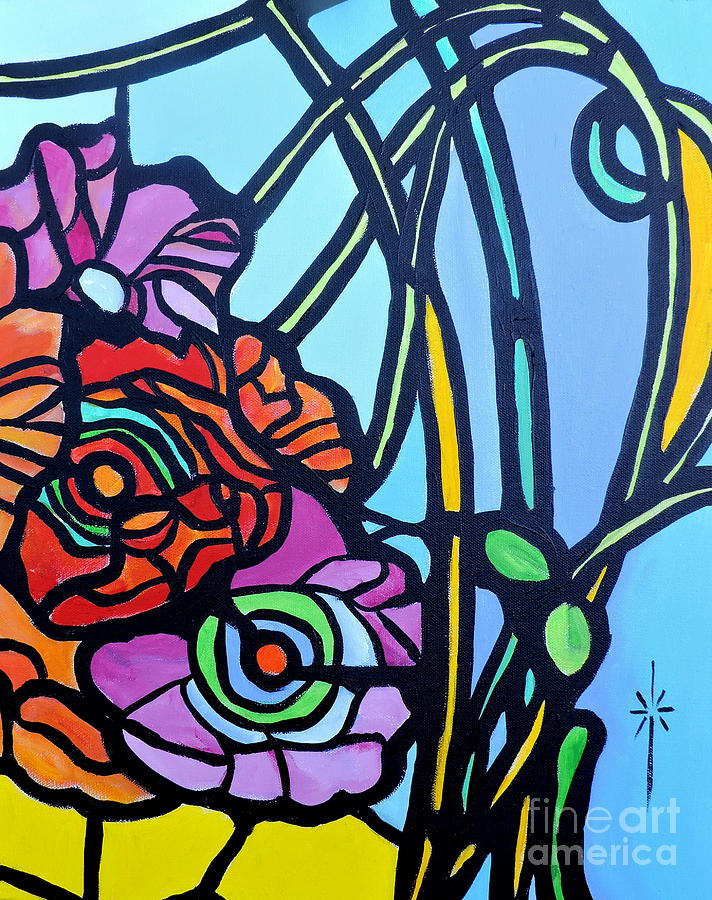 Fleurs Painting by Jodie Marie Anne Richardson Traugott          aka jm-ART
