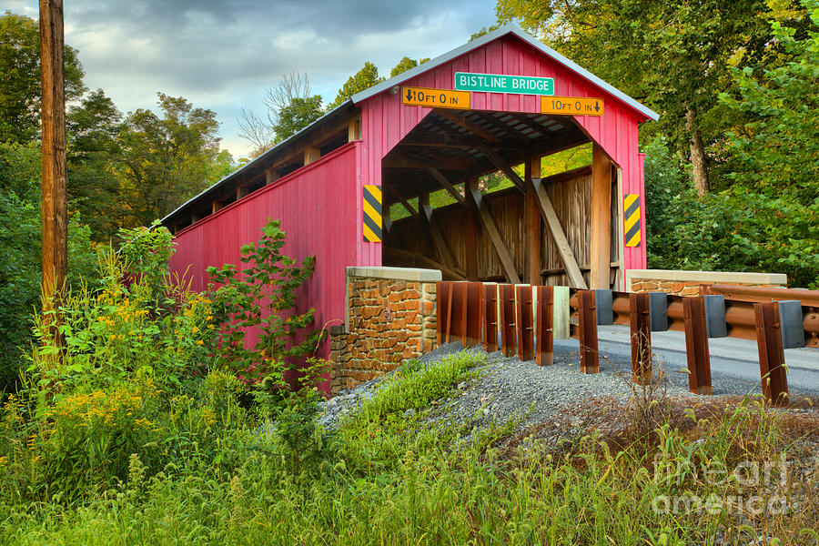Flickingers Mill - Bristline Covered Bridge Photograph by Adam Jewell