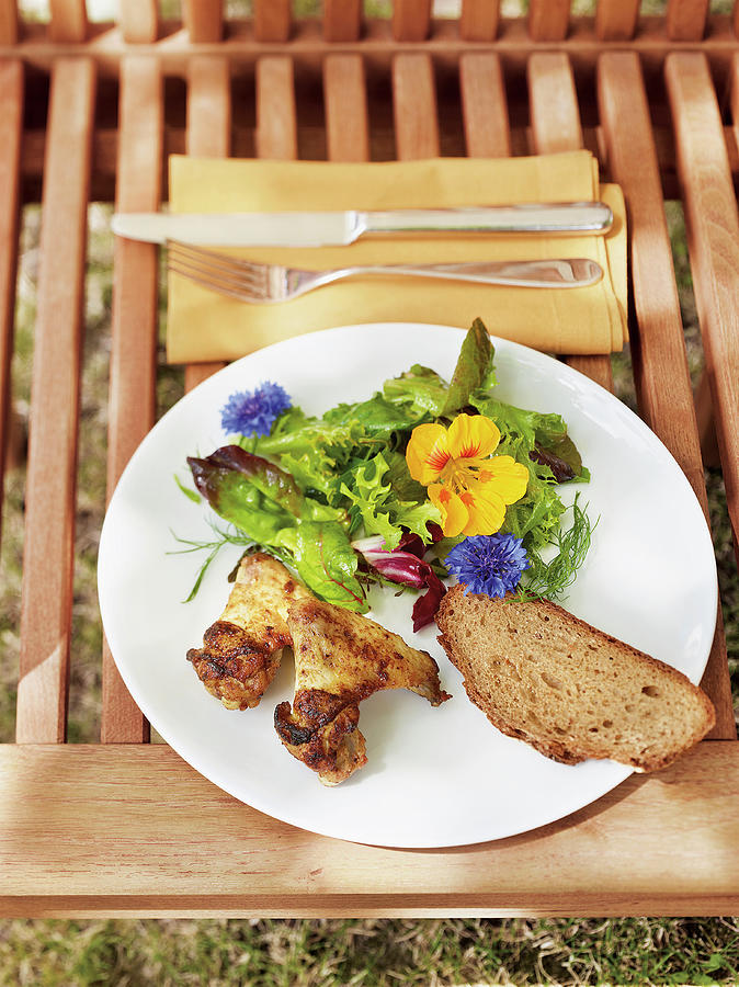 Flieten fried Chicken Wings From Trier With A Summer Salad Photograph by Tre Torri