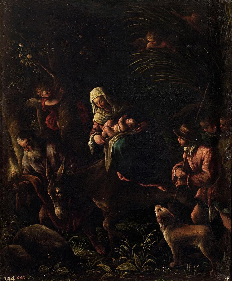 Flight into Egypt, Second half 16th century, Italian School, Oil on canvas,... Painting by Francesco Bassano the Younger -1549-1592-