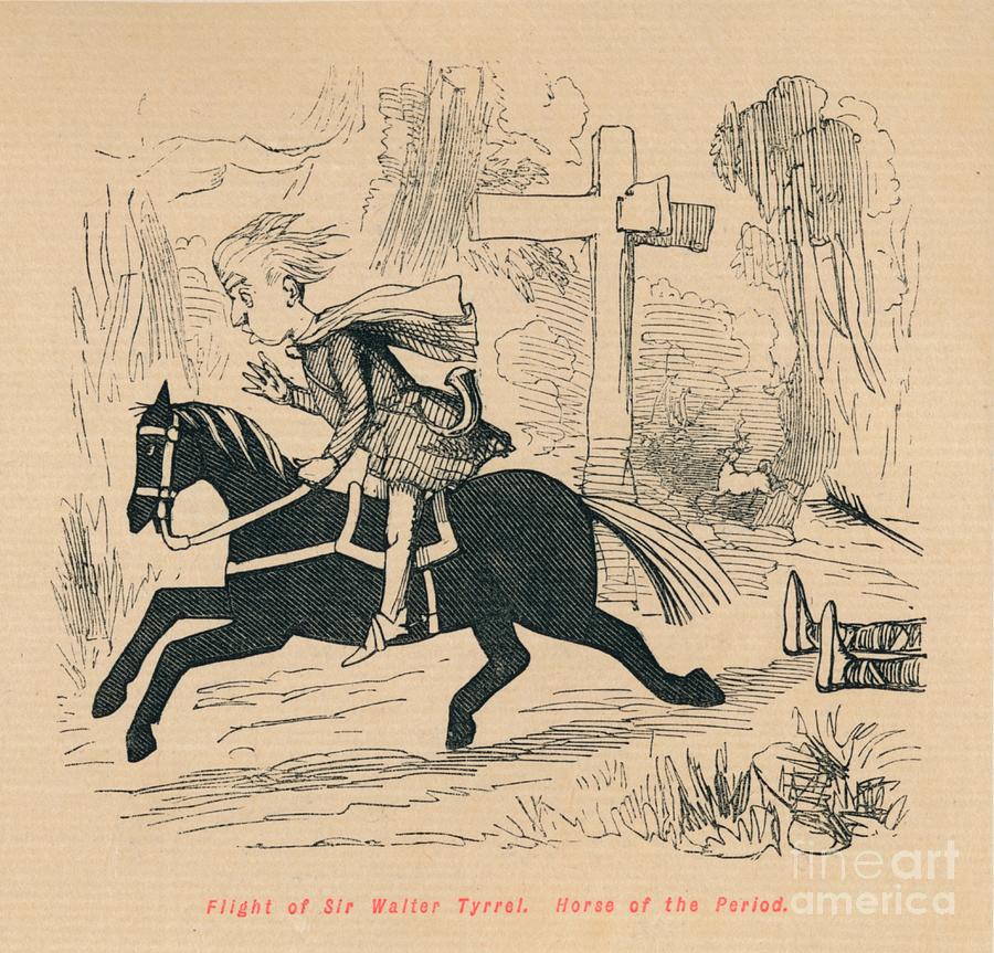 Flight Of Sir Walter Tyrrel Horse Drawing by Print Collector