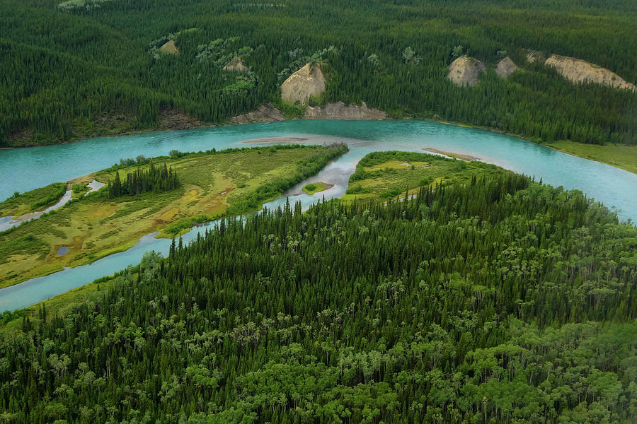 Flight Over The Yukon River In Summer, Aerial View, Yukon, Canada Photograph by Myriam Brunner
