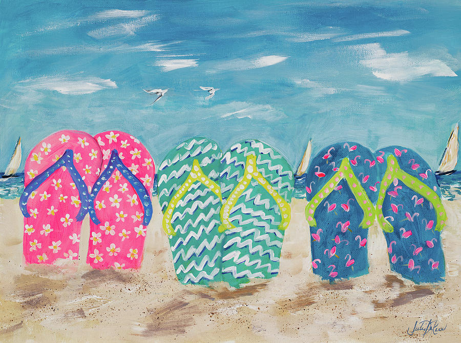 Flip Flops In The Sand Painting by Julie Derice - Fine Art America