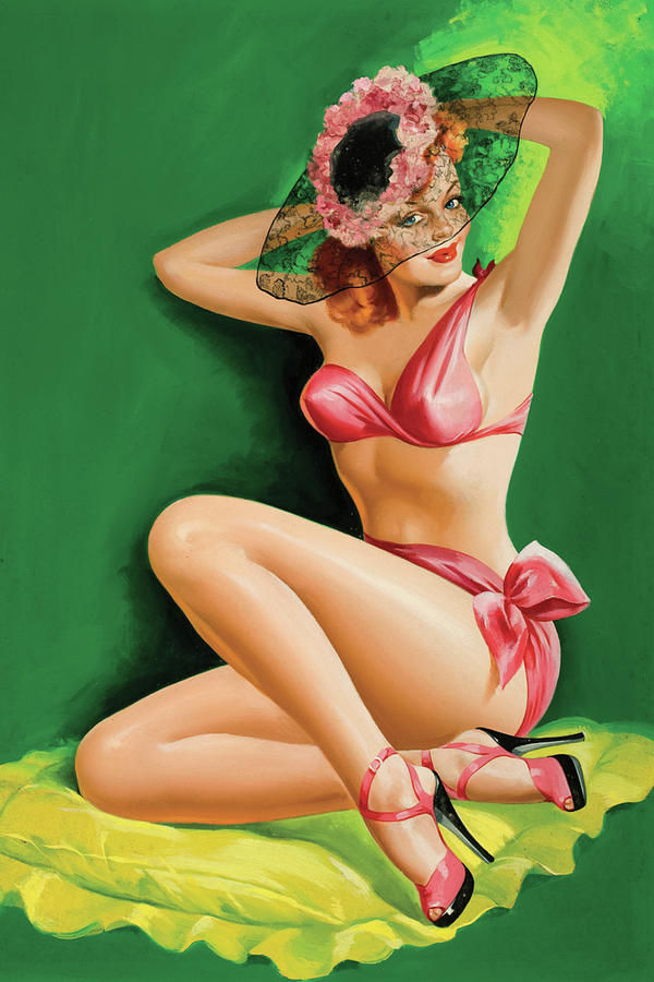 Flirt Magazine; Pinup with Hat Painting by Peter Driben