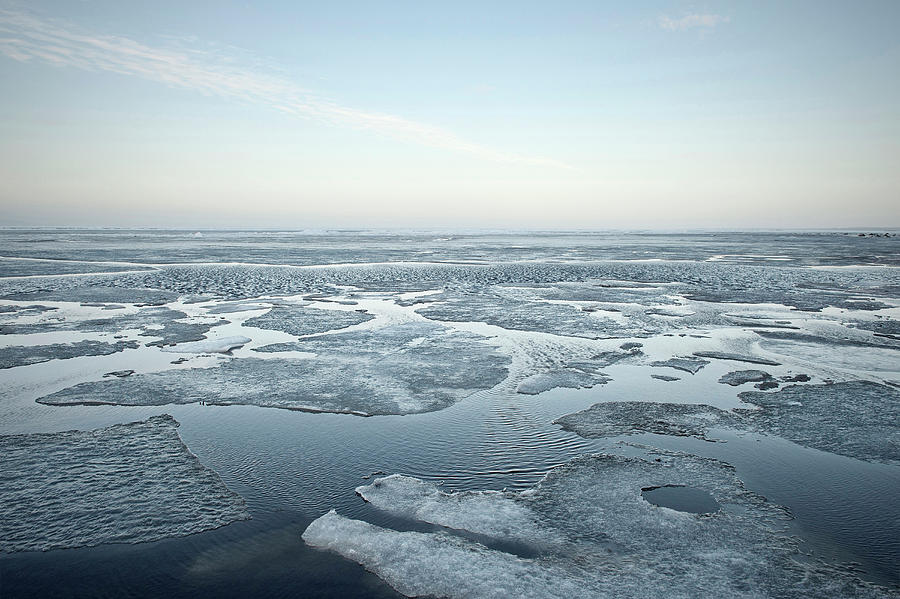 Floating Ice Sheets At The Baltic Sea, Angelholm, Sweden, Europe ...