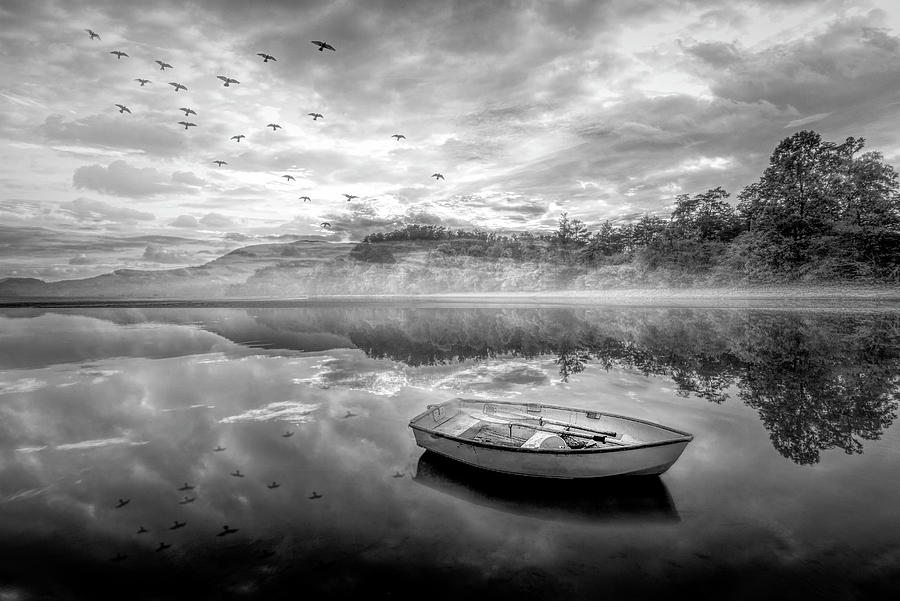 Floating in the Mist in Black and White Photograph by Debra and Dave Vanderlaan