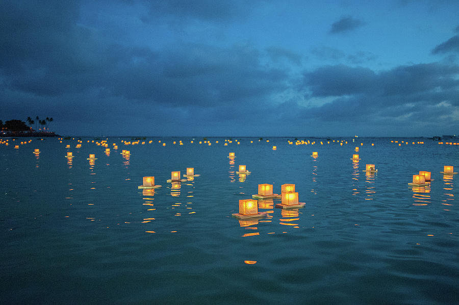 Floating Lanterns Hawaii Photograph by Mark Duehmig