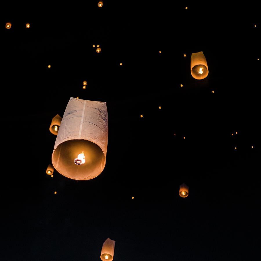 floating paper lantern