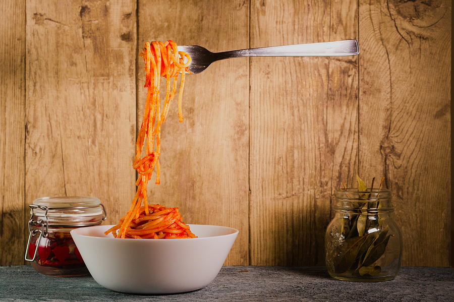 Still Life Photograph - Floating Spaghetti by Michele Scandurra