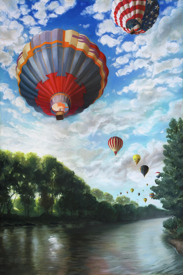 Hot Air Balloons Painting - Floating the Boise by K Thompson Paul