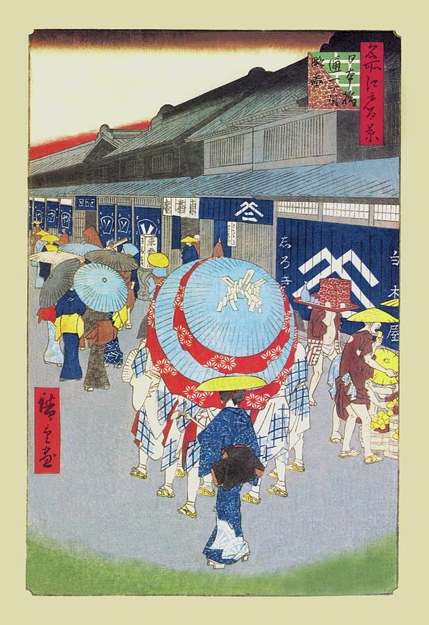 Floating World Showers Painting by Hiroshige