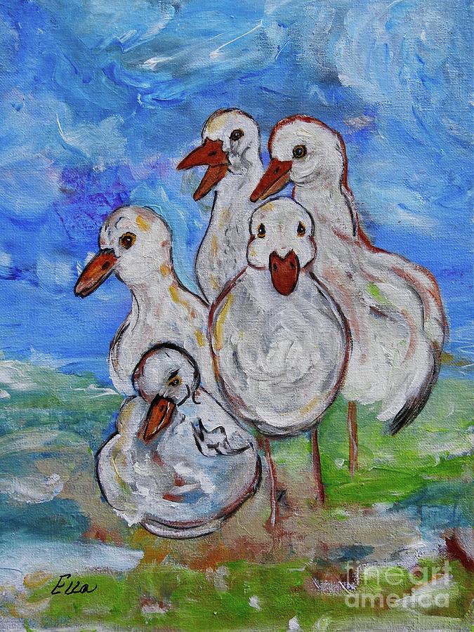 Flock of Geese painting print Painting by Ella Kaye Dickey