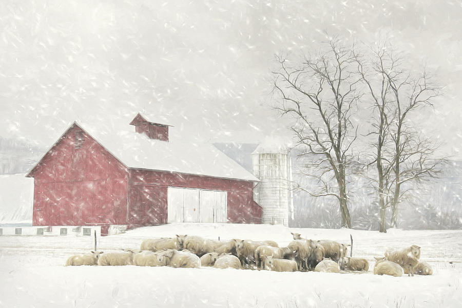 Flock of Sheep Mixed Media by Lori Deiter