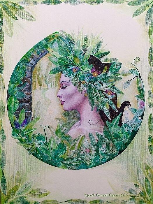 Flora goddess Drawing by Bernadett Bagyinka