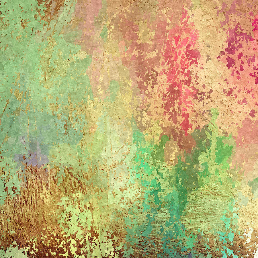 Floral Abstract With Brushed Gold Painting Photograph by Sandi OReilly