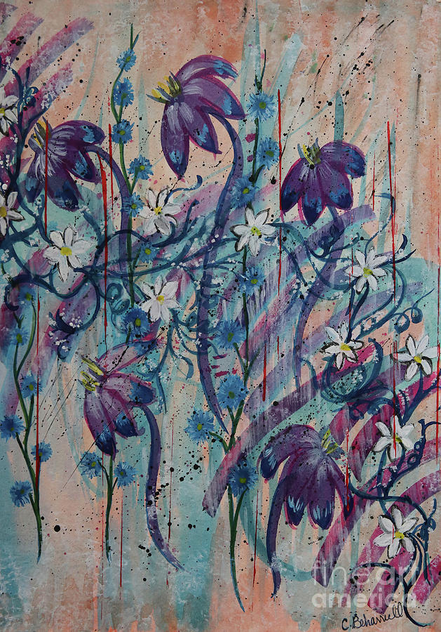 Floral Daydream Abstract  Painting by Cathy Beharriell