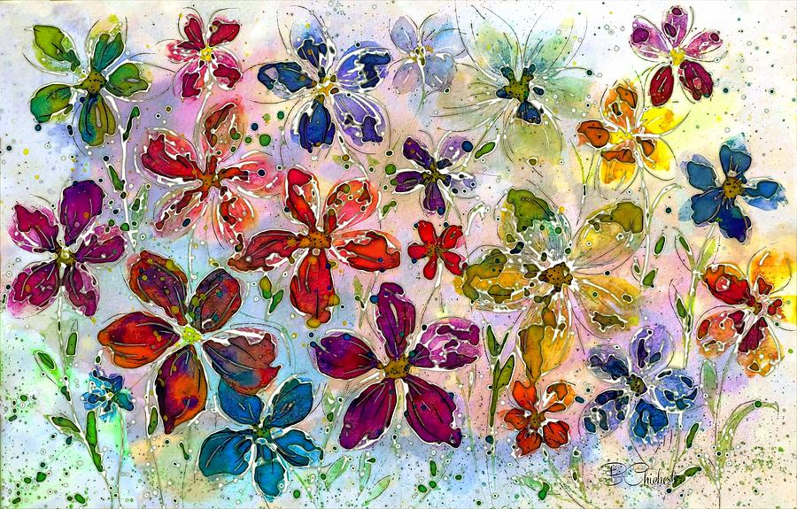 Abstract Painting - Floral Flow In Abstract by Barbara Chichester