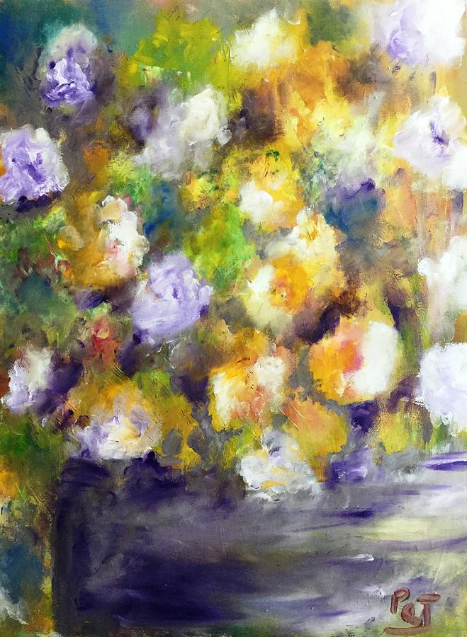 Rose Painting - Floral Gold and Violet by Patricia Clark Taylor